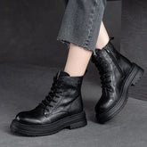 Women Retro Classic Patchwork Leather Boots Newgew Shoes